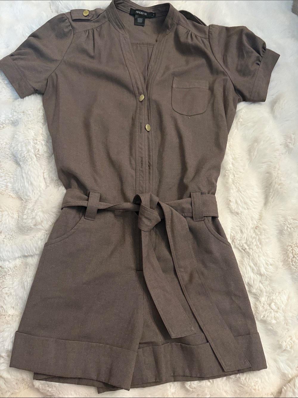 Y2K Arden B Brown Short-Sleeve Utility Romper